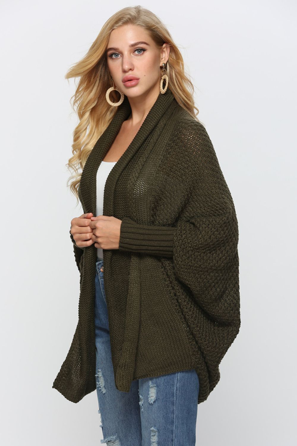 Open Front Dolman Sleeve Longline Cardigan-Angel Casuals