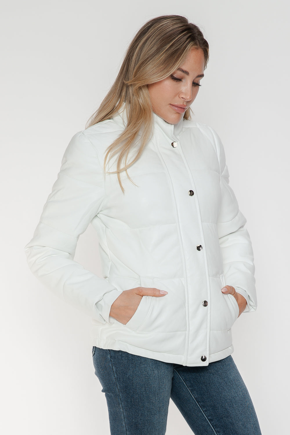 YMI Pocketed Zip Up Turtleneck Puffer Jacket-Angel Casuals