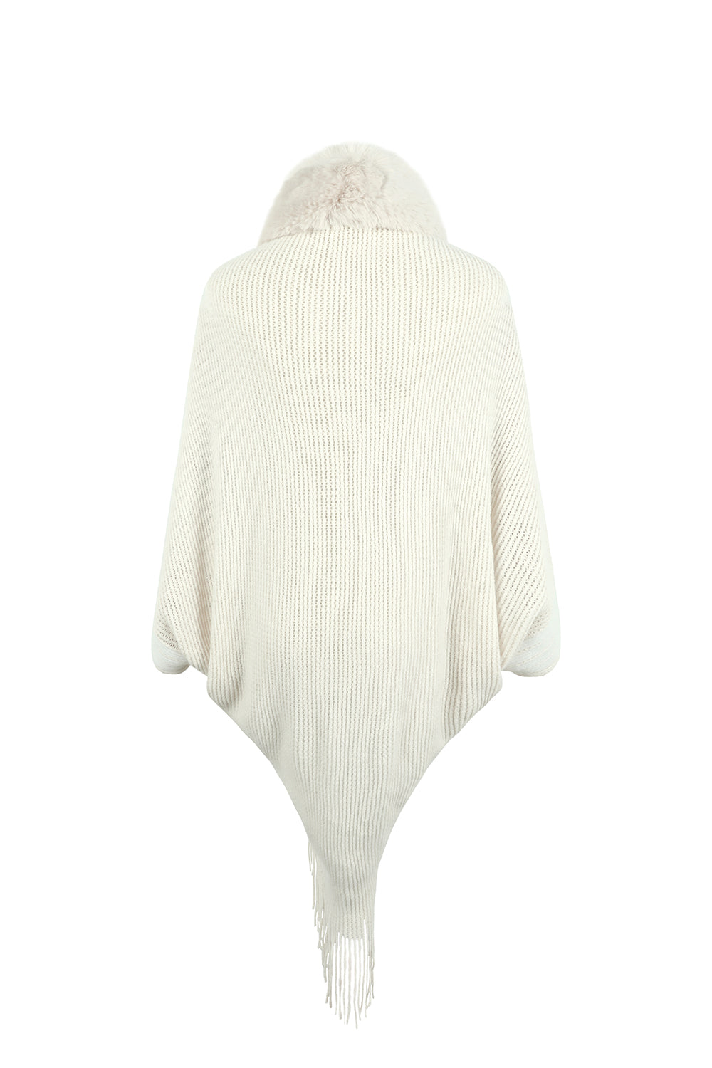 Striped Fringe Detail Long Sleeve Poncho-Angel Casuals