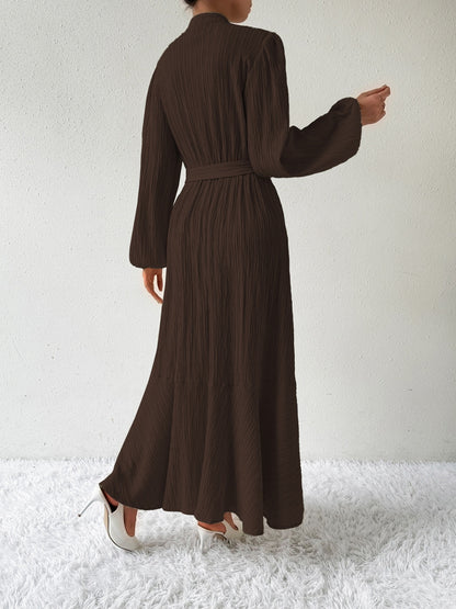 Tie Waist Long Sleeve Dress-Angel Casuals