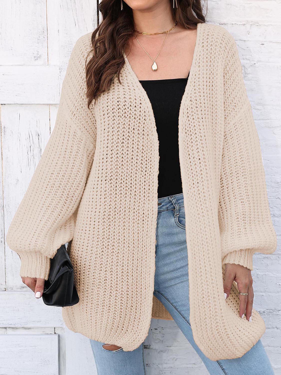 Open Front Dropped Shoulder Longline Cardigan-Angel Casuals