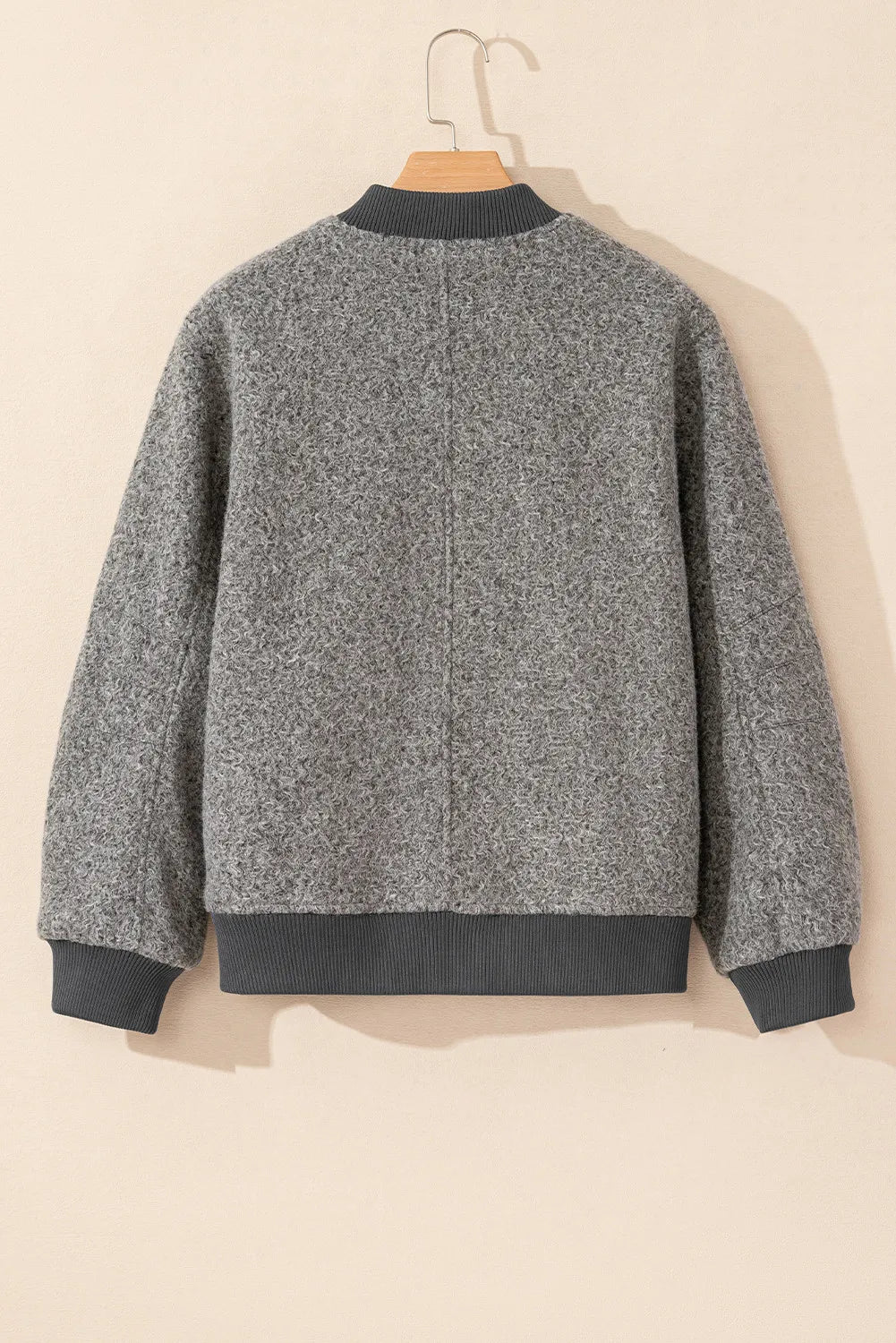 Pocketed Zip Up Baseball Collar Jacket-Angel Casuals