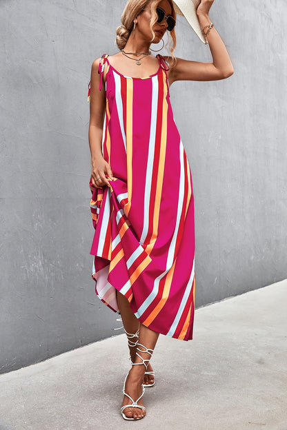 Striped Scoop Neck Cami Dress-Angel Casuals