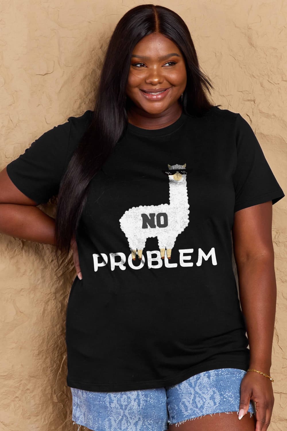 Simply Love Full Size NO PROBLEM Graphic Cotton Tee-Angel Casuals