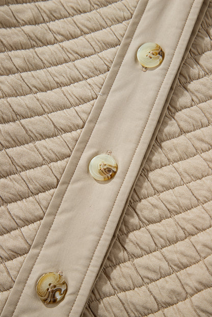 Exposed Seam Collared Neck Button Up Shacket-Angel Casuals