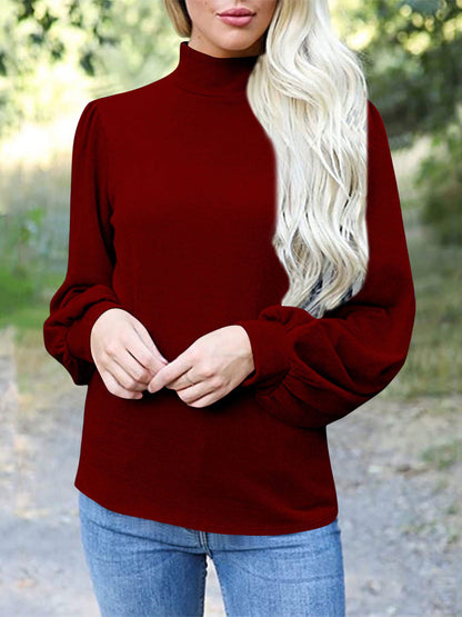 Full Size Mock Neck Long Sleeve T-Shirt-Angel Casuals