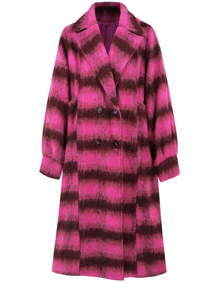Contrast Double-Breasted Long Sleeve Longline Coat-Angel Casuals