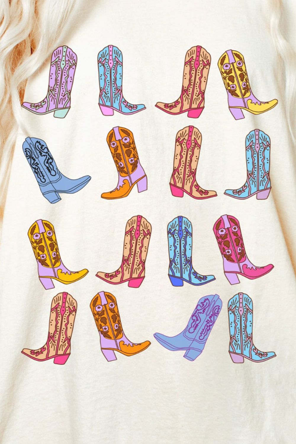 Boots Round Neck Half Sleeve Oversize T-Shirt-Angel Casuals