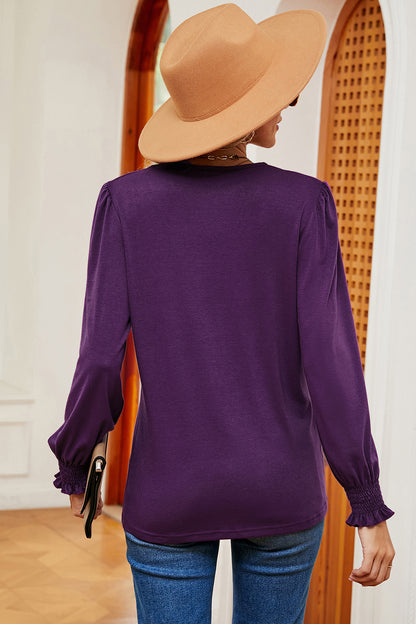 V-Neck Long Sleeve T-Shirt-Angel Casuals