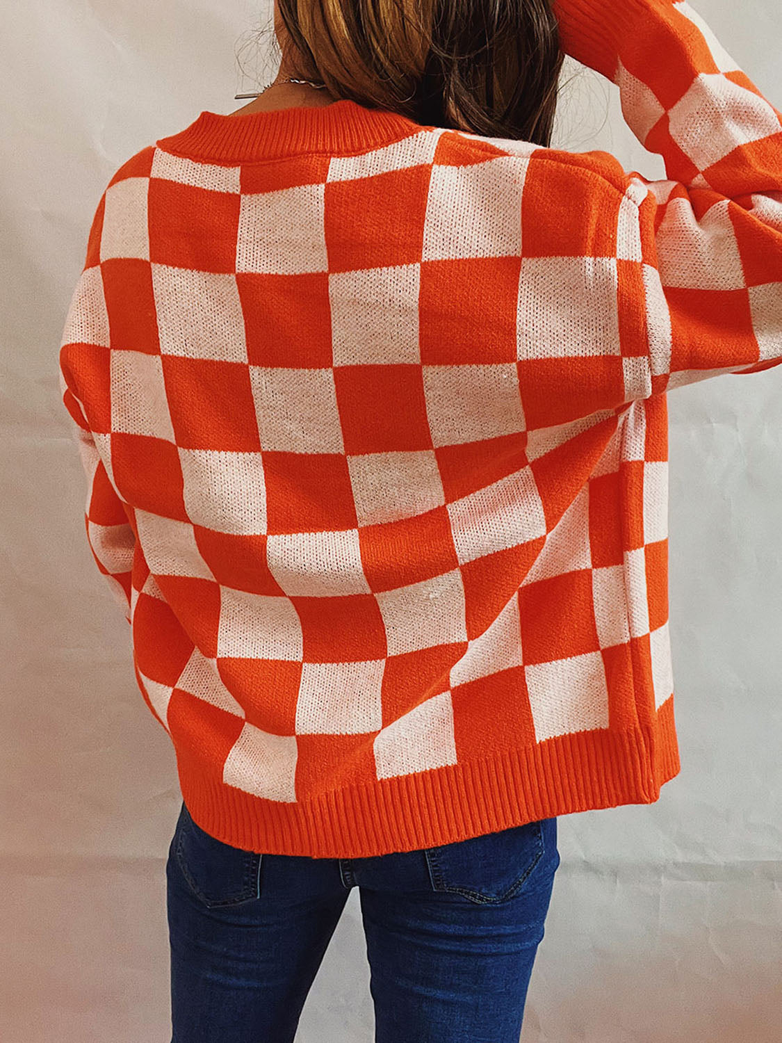 Checkered Open Front Button Up Cardigan-Angel Casuals