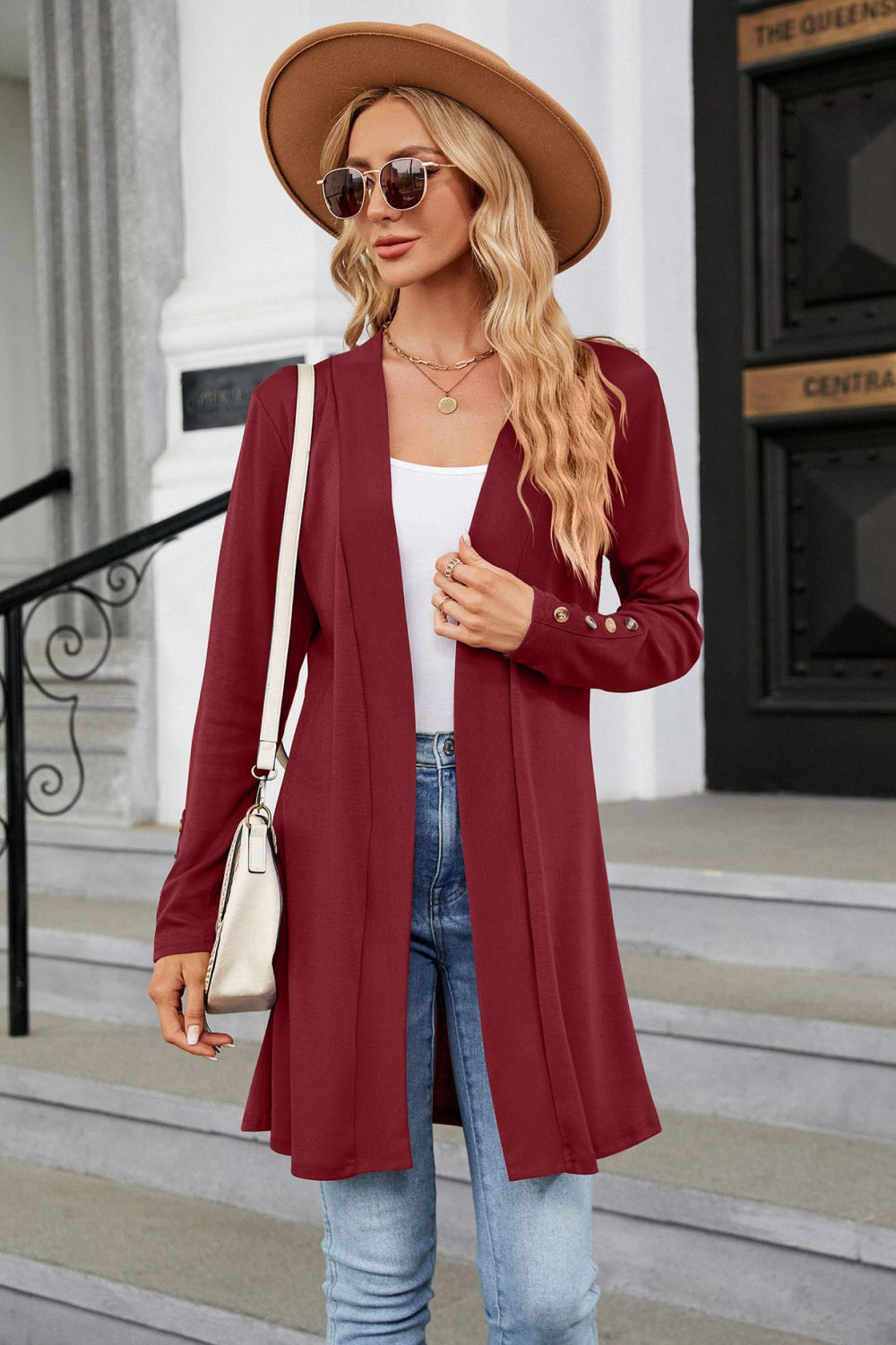 Long Sleeve Open Front Cardigan-Angel Casuals