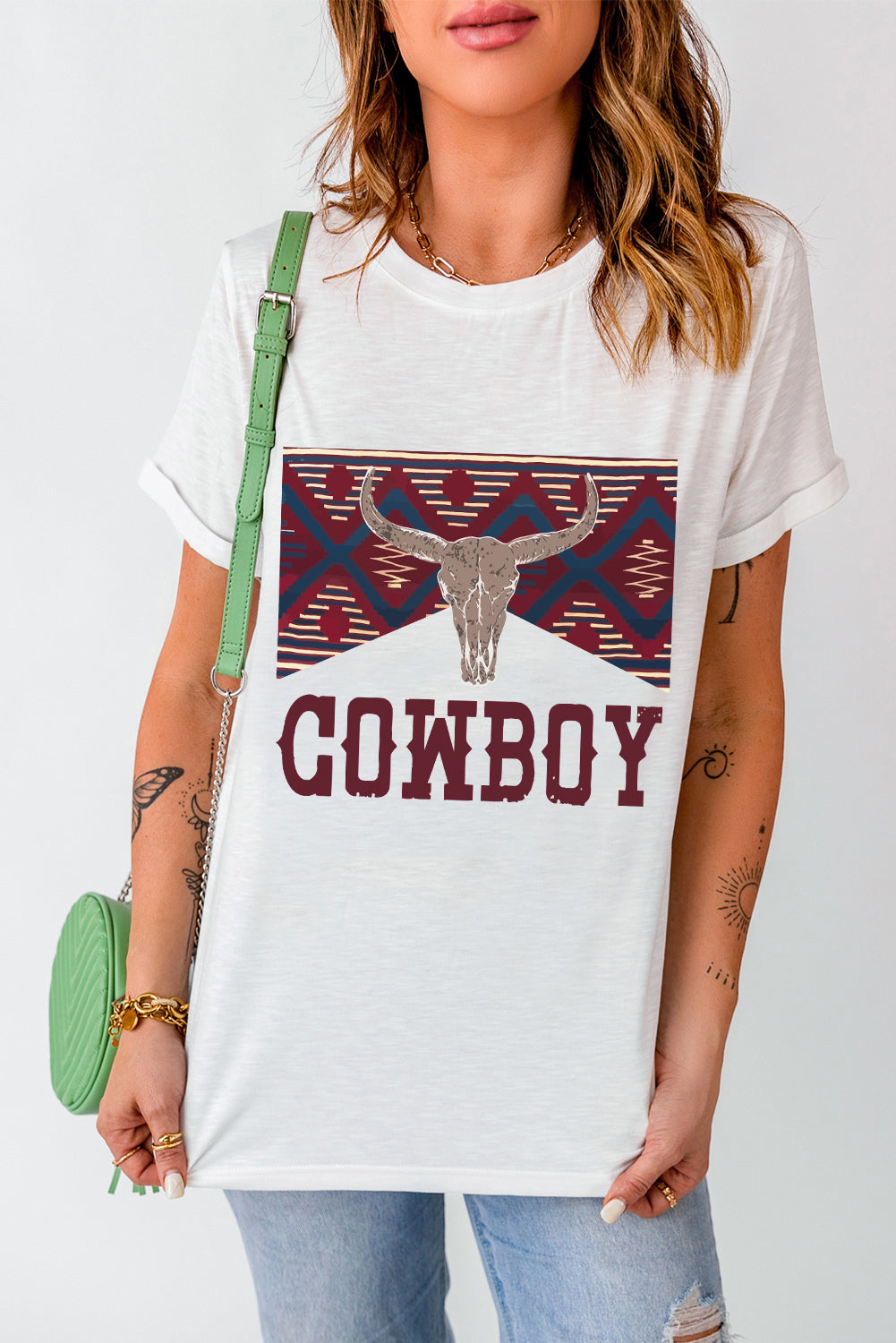 Graphic Round Neck Short Sleeve T-Shirt-Angel Casuals