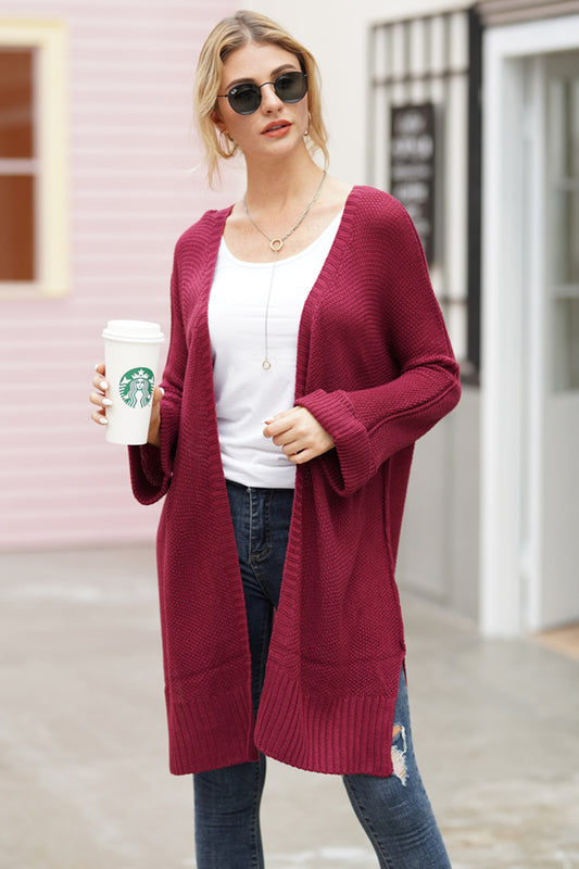 Open Front Long Sleeve Cardigan-Angel Casuals