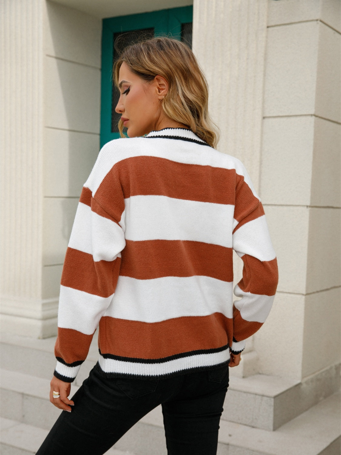 Angel Wings Striped Button Down Cardigan-Angel Casuals