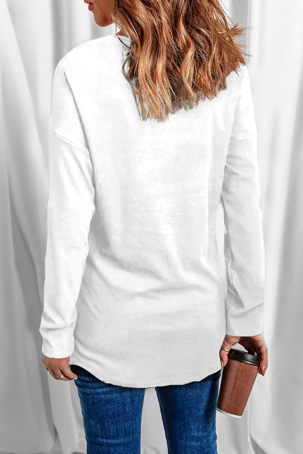 Sequin V-Neck Long Sleeve T-Shirt-Angel Casuals