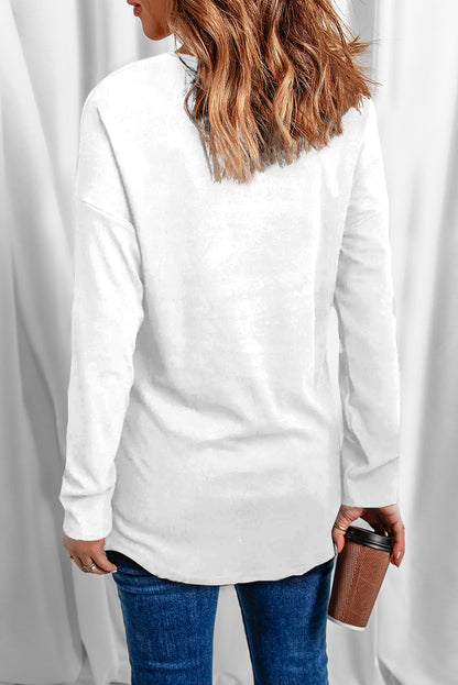 Sequin V-Neck Long Sleeve T-Shirt-Angel Casuals