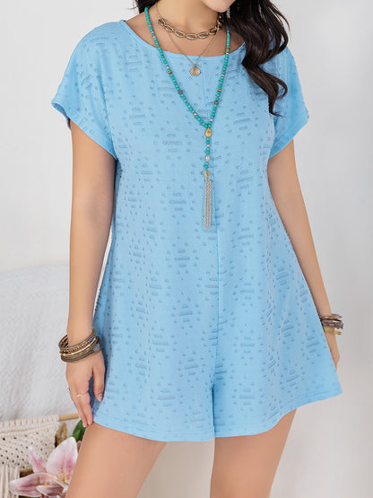 Round Neck Short Sleeve Romper-Angel Casuals