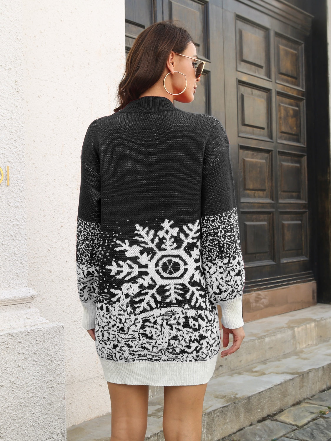 Snowflake Pattern Sweater Dress-Angel Casuals