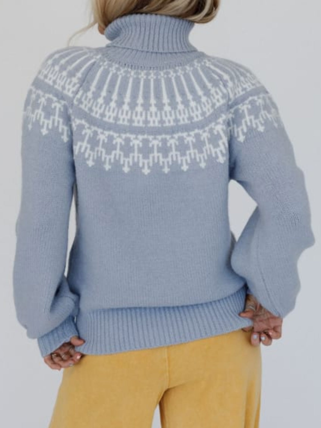 Contrast Turtleneck Long Sleeve Sweater-Angel Casuals
