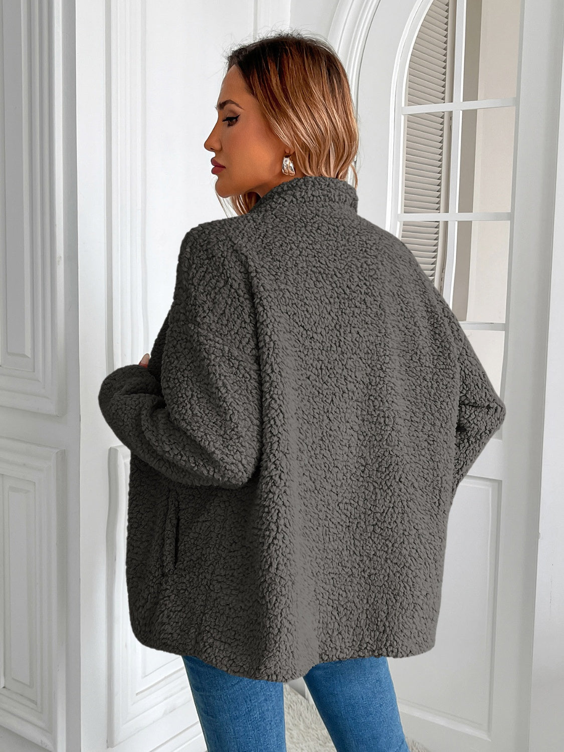 Ivy Lane Zip Up Long Sleeve Fuzzy Jacket-Angel Casuals