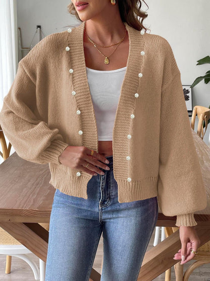 Pearl Open Front Long Sleeve Cardigan-Angel Casuals
