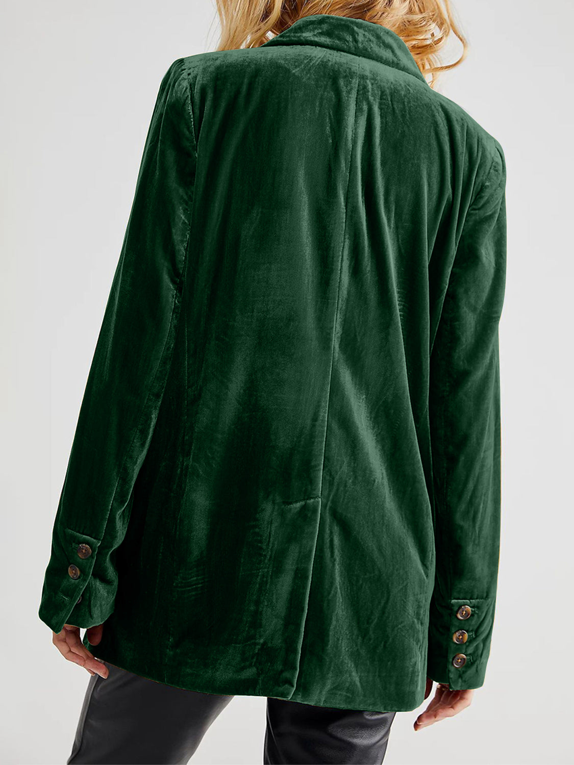 Lapel Collar Long Sleeve Blazer with Pockets-Angel Casuals