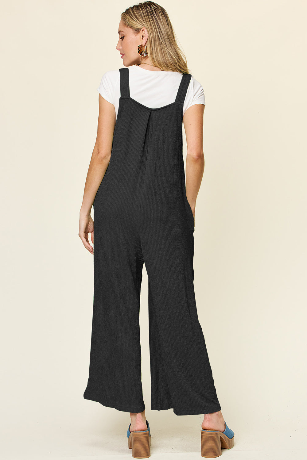 Double Take Full Size Texture Sleeveless Wide Leg Overall-Angel Casuals