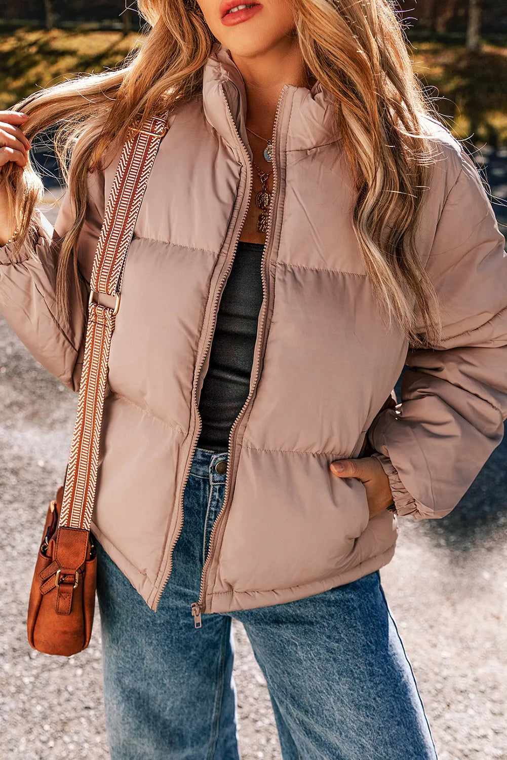 Turtleneck Zip Up Long Sleeve Winter Coat-Angel Casuals