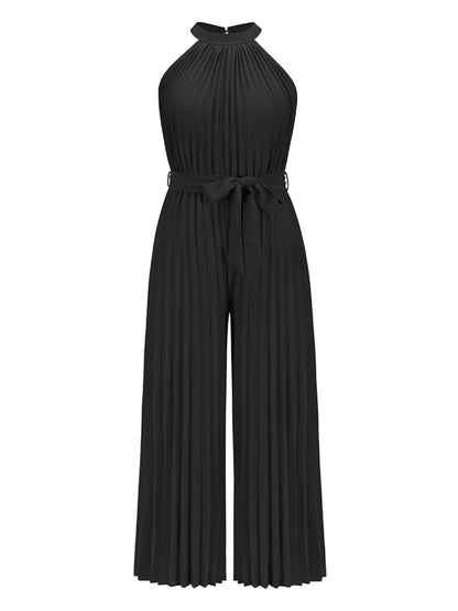 Cutout Tied Pleated Sleeveless Jumpsuit-Angel Casuals