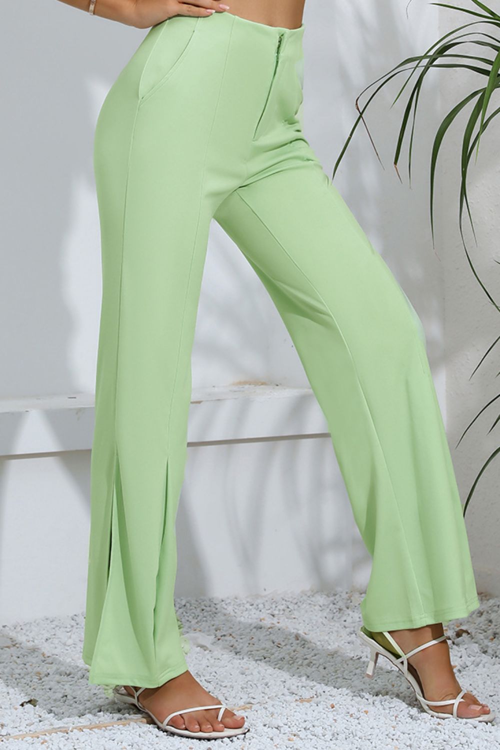 Slit High-Rise Flare Pants-Angel Casuals