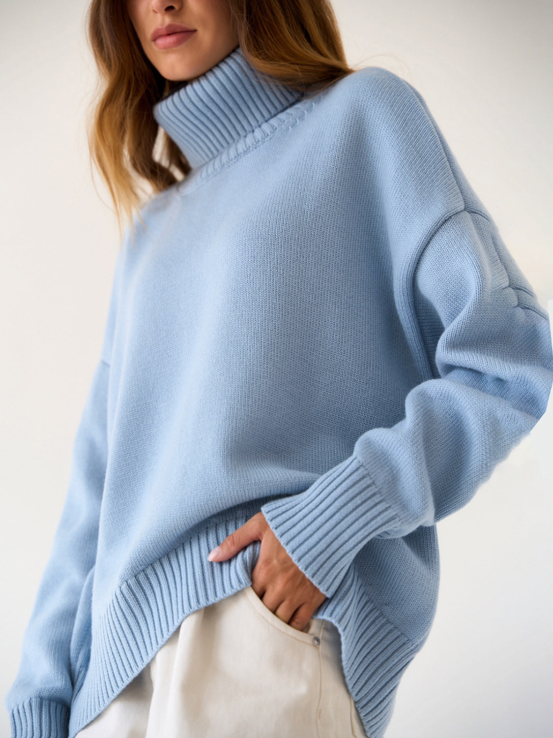 Turtleneck Long Sleeve Sweater-Angel Casuals