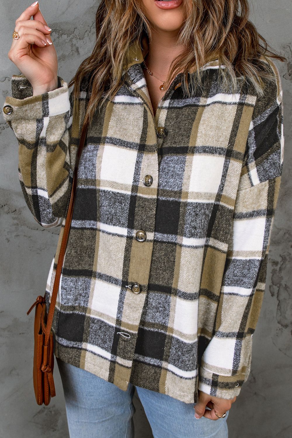 Plaid Button Up Hooded Shacket-Angel Casuals
