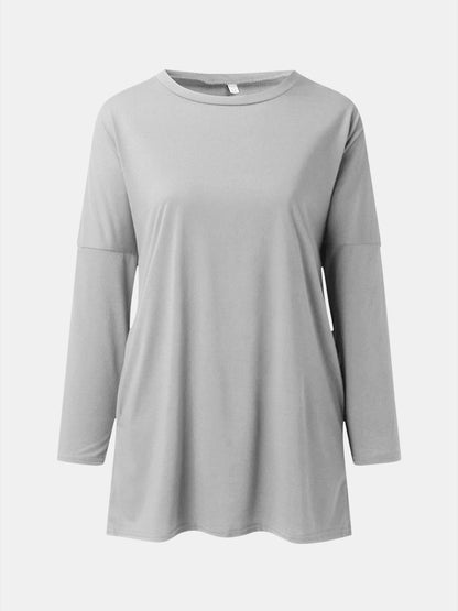 Full Size Round Neck Long Sleeve T-Shirt-Angel Casuals