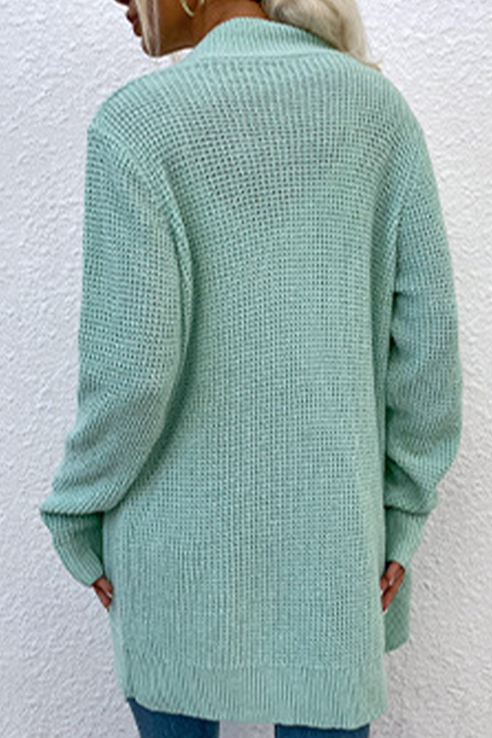 Open Front Rib-Knit Cardigan with Pockets-Angel Casuals