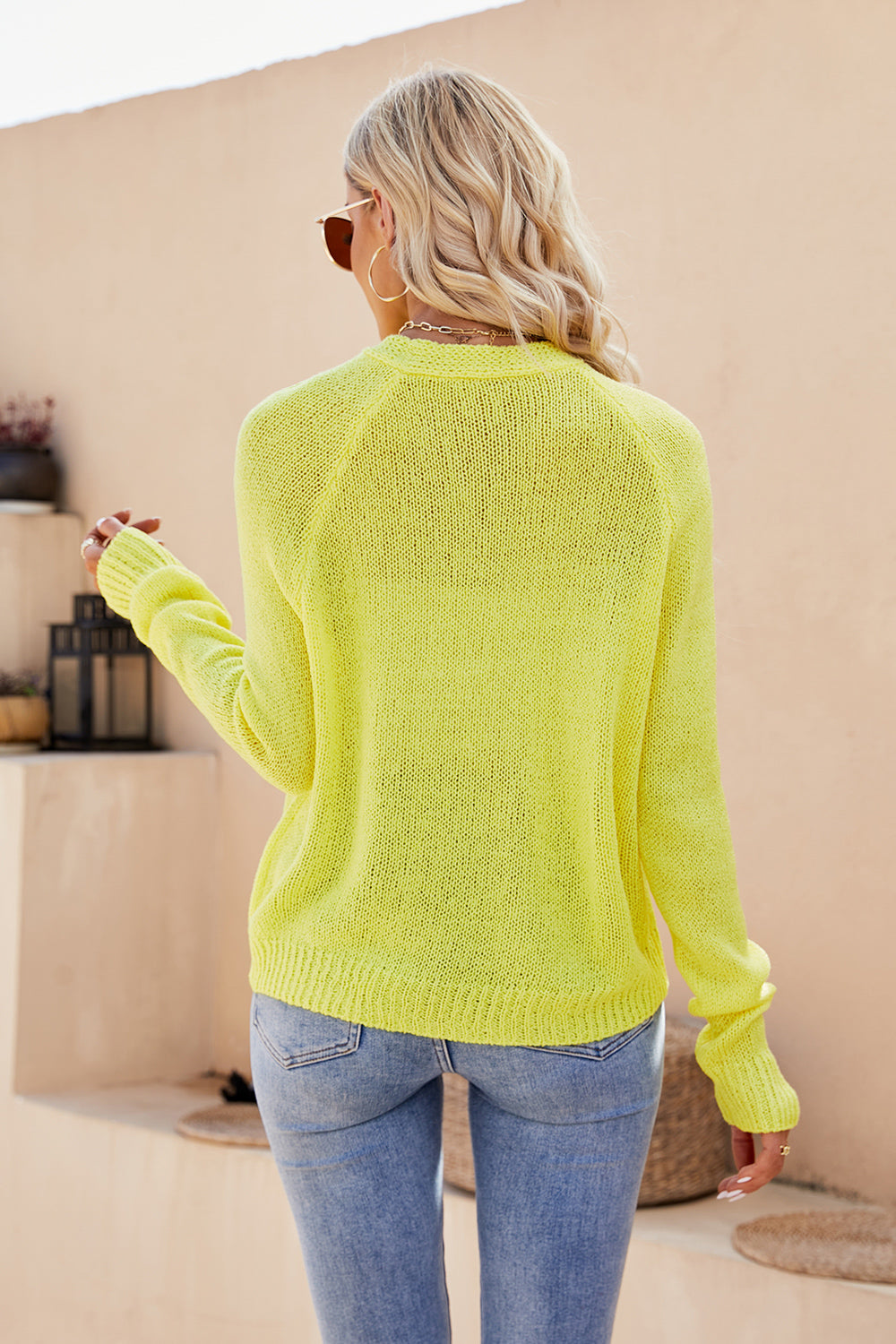 Button Up V-Neck Long Sleeve Cardigan-Angel Casuals