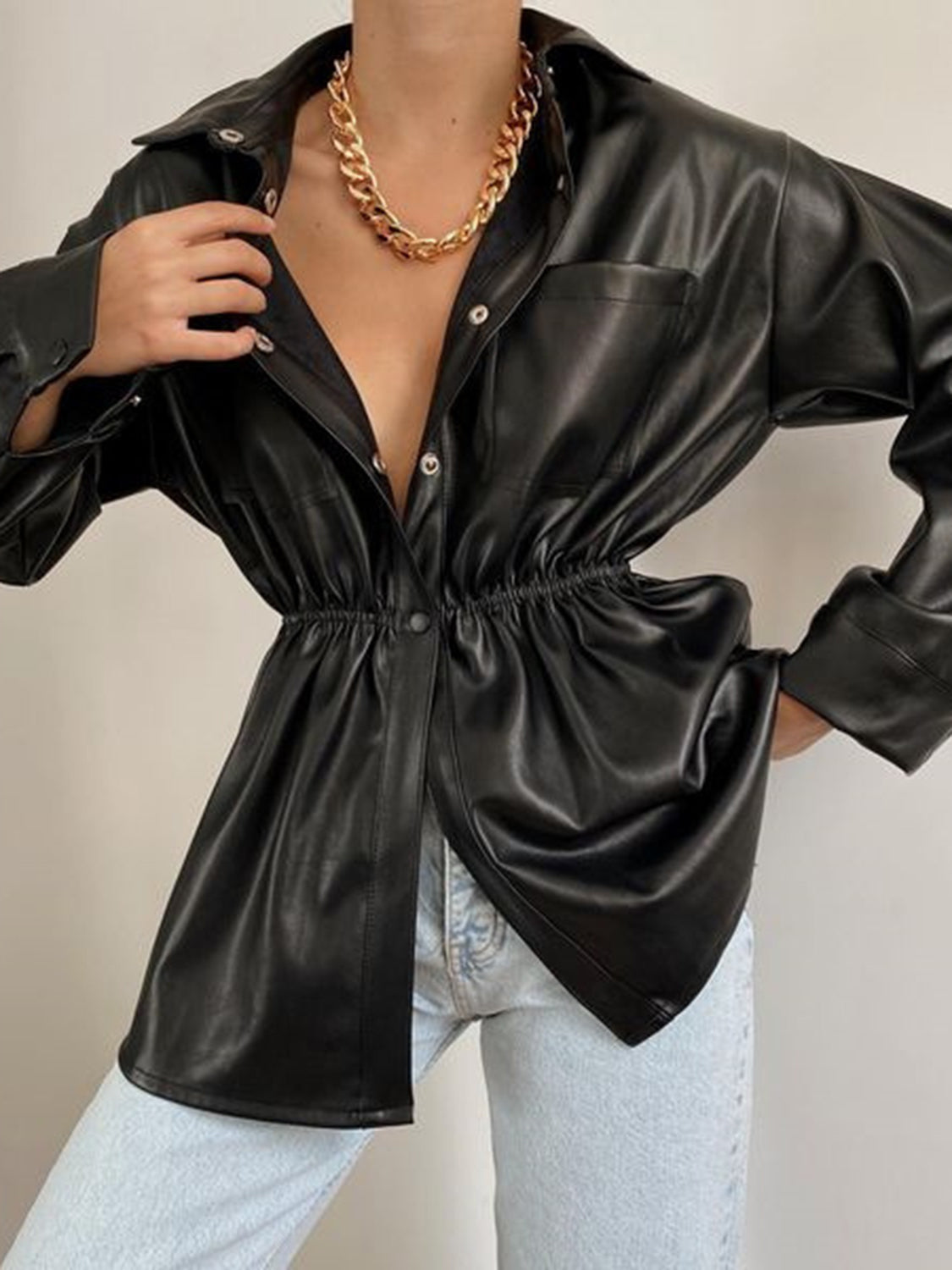 Snap Down Collared Jacket-Angel Casuals