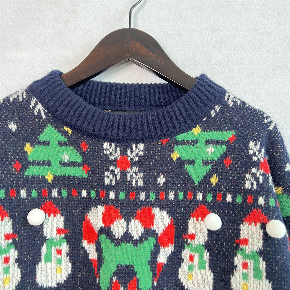 Christmas Pattern Round Neck Long Sleeve Sweater-Angel Casuals