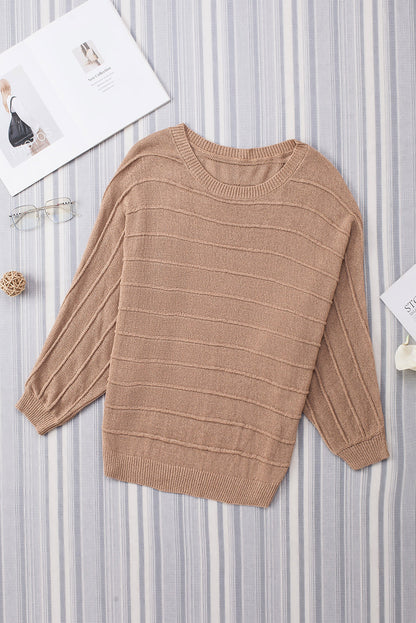 Round Neck Long Sleeve Knit Top-Angel Casuals