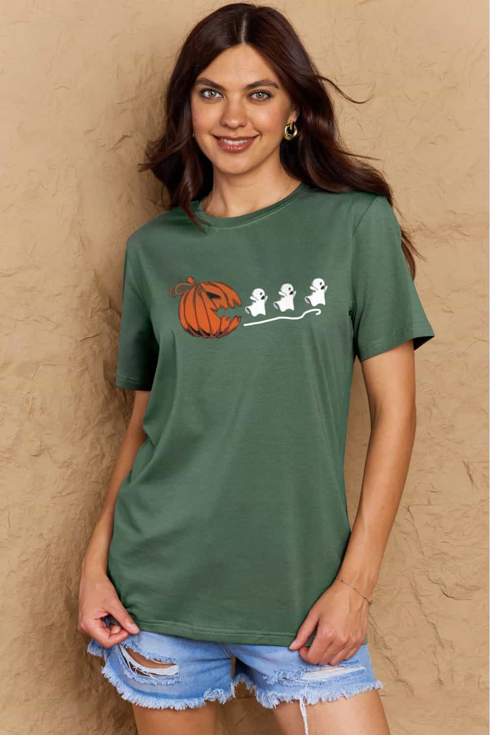 Simply Love Full Size Jack-O'-Lantern Graphic Cotton T-Shirt-Angel Casuals