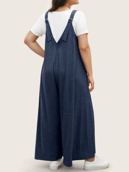 Full Size Pocketed Wide Leg Overalls-Angel Casuals