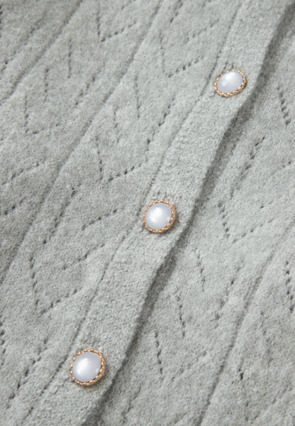 Openwork Button Down Long Sleeve Cardigan-Angel Casuals