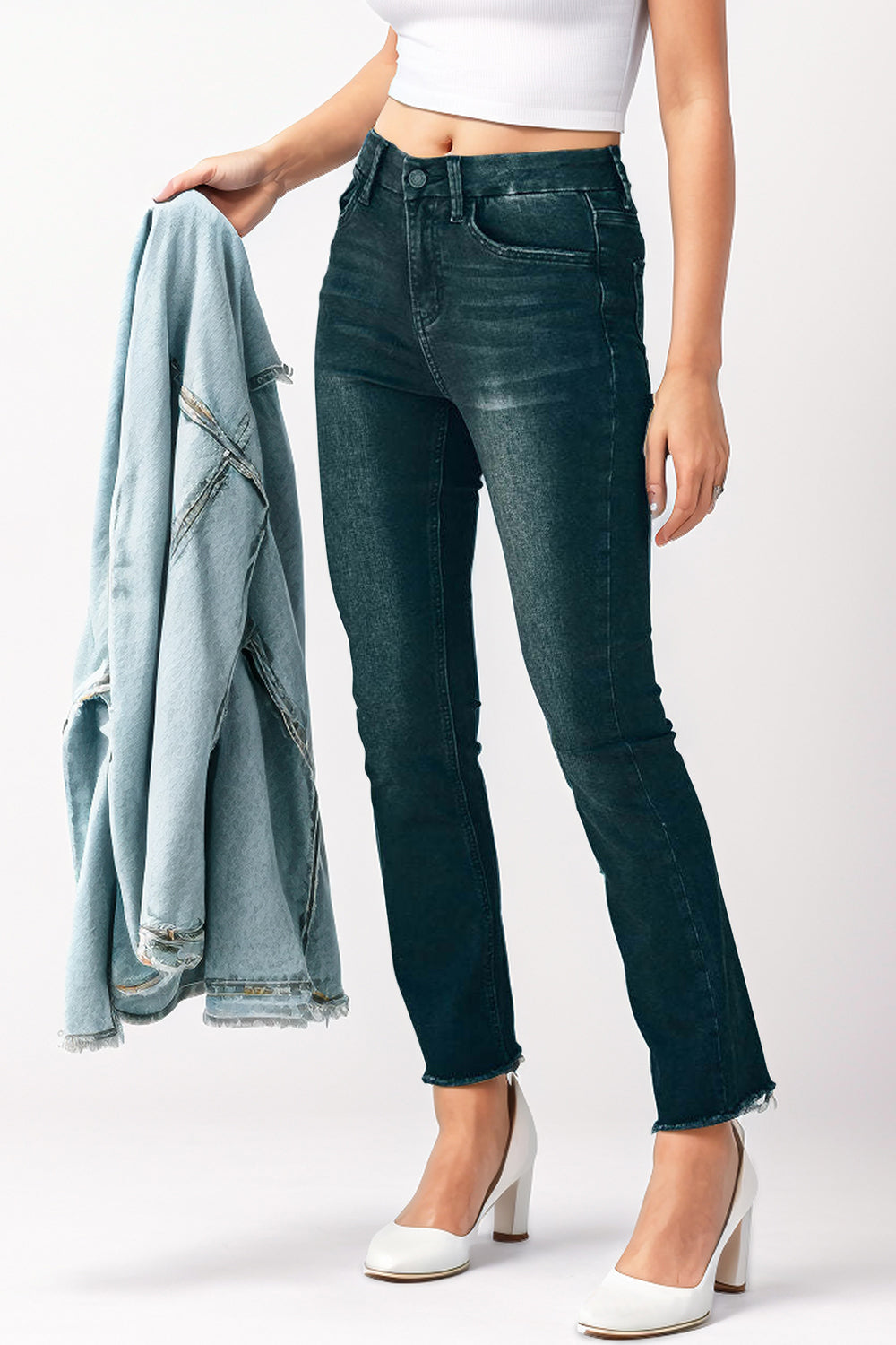 Mid-Rise Waist Skinny Jeans with Pockets-Angel Casuals