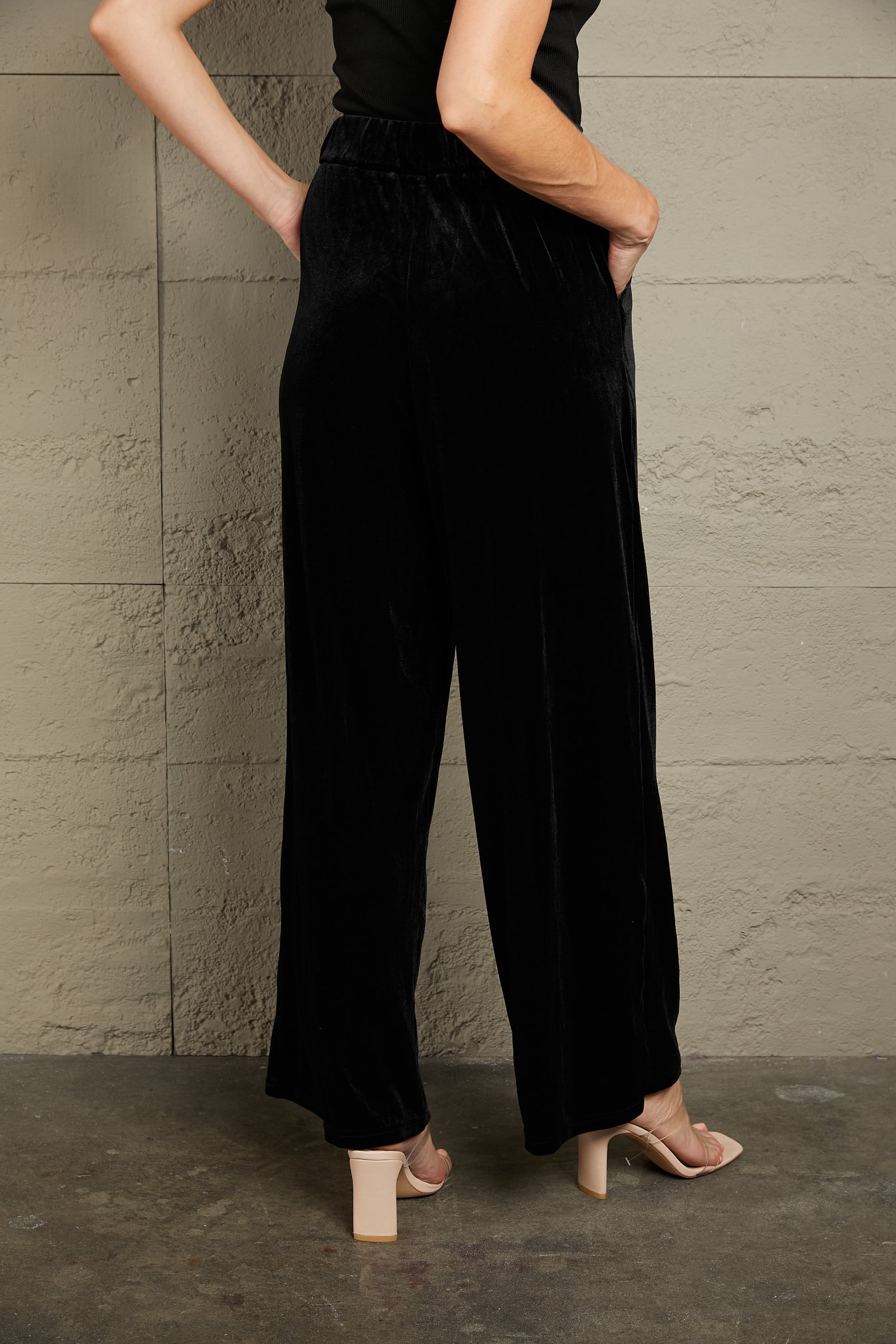 Loose Fit High Waist Long Pants with Pockets-Angel Casuals