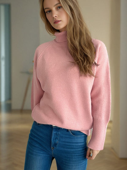 Turtleneck Raglan Sleeve Sweater-Angel Casuals