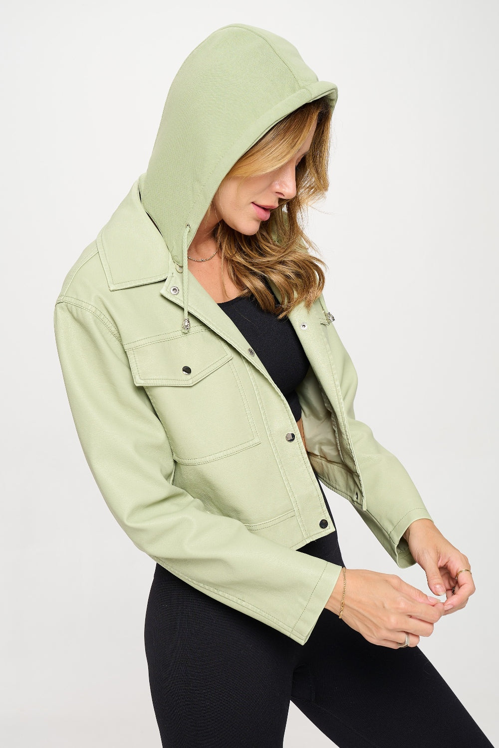 Coalition LA Snap Down Cropped Hooded Jacket-Angel Casuals