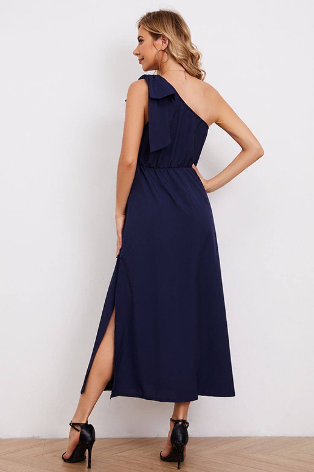 One-Shoulder Sleeveless Slit Dress-Angel Casuals