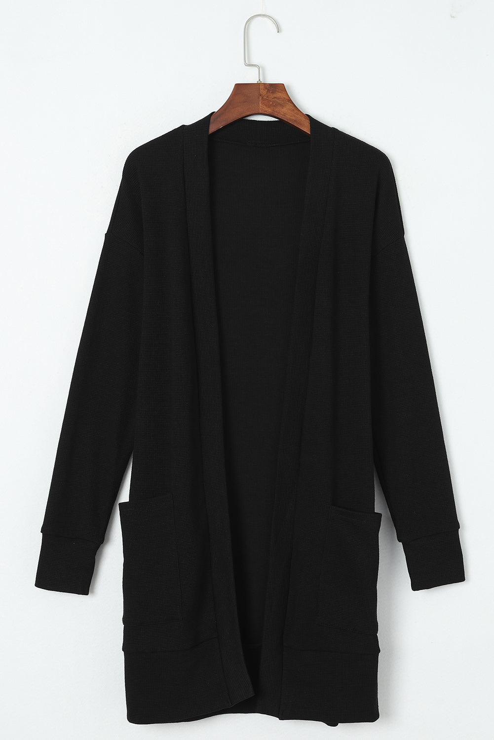 Pocketed Open Front Long Sleeve Cardigan-Angel Casuals