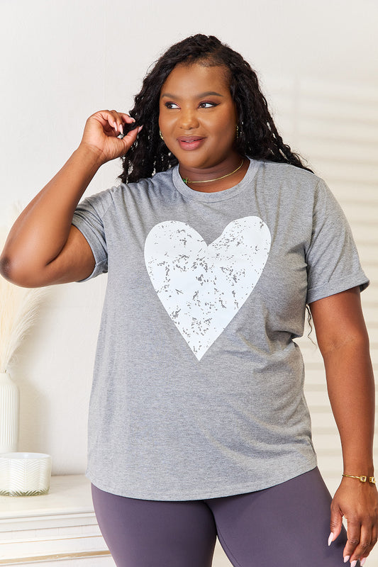 Simply Love Heart Graphic Cuffed Short Sleeve T-Shirt-Angel Casuals