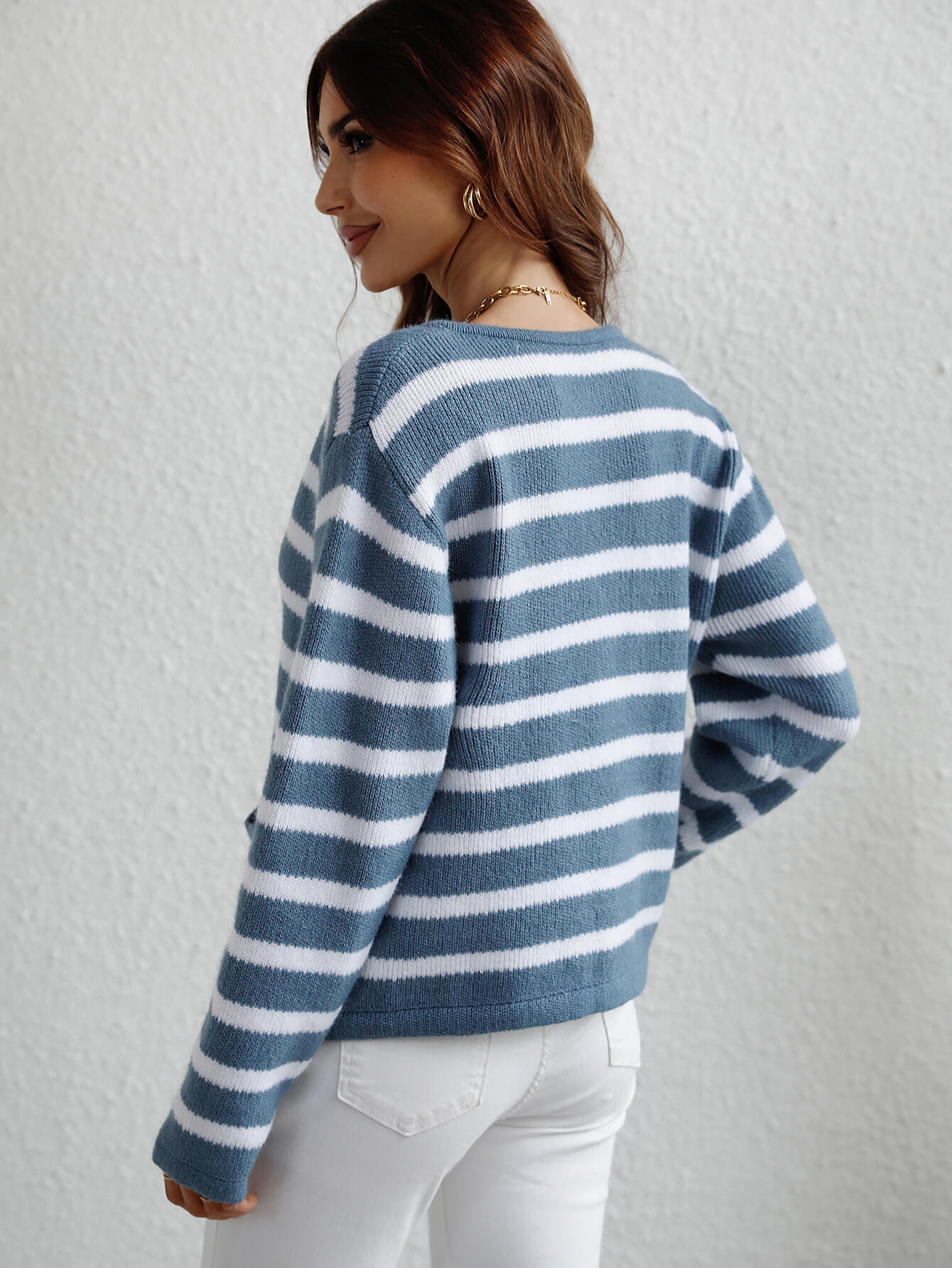 Woven Right Striped Button Front Cardigan-Angel Casuals