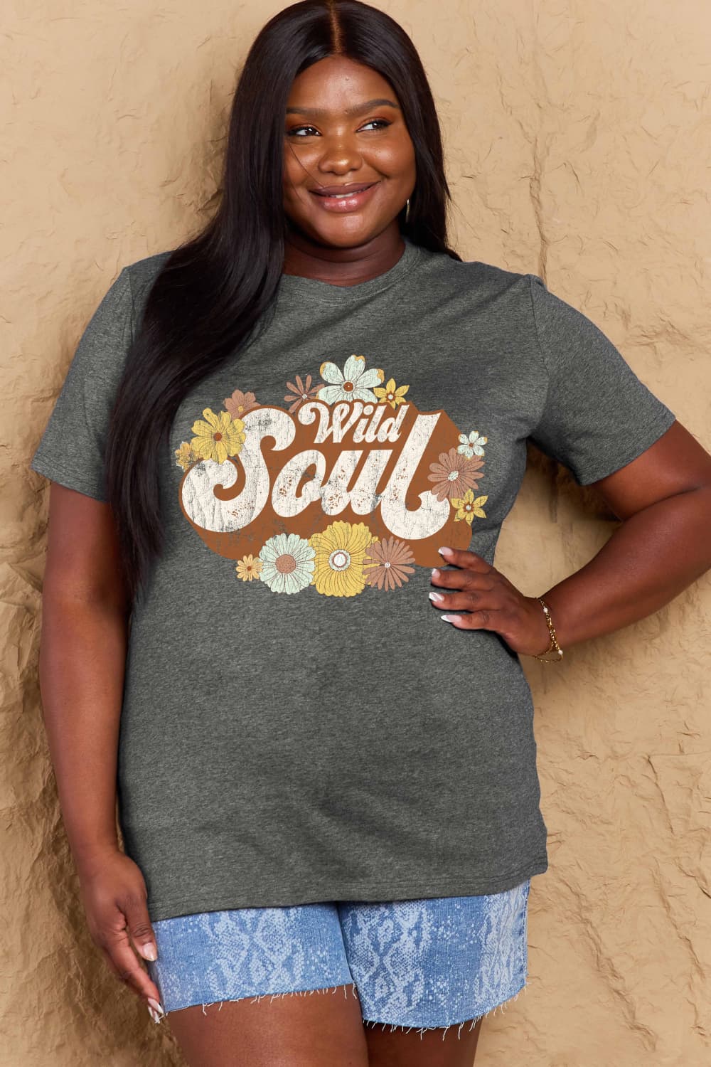 Simply Love Full Size WILD SOUL Graphic Cotton T-Shirt-Angel Casuals